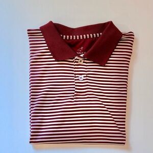 Kid’s Maroon and White Striped Polo